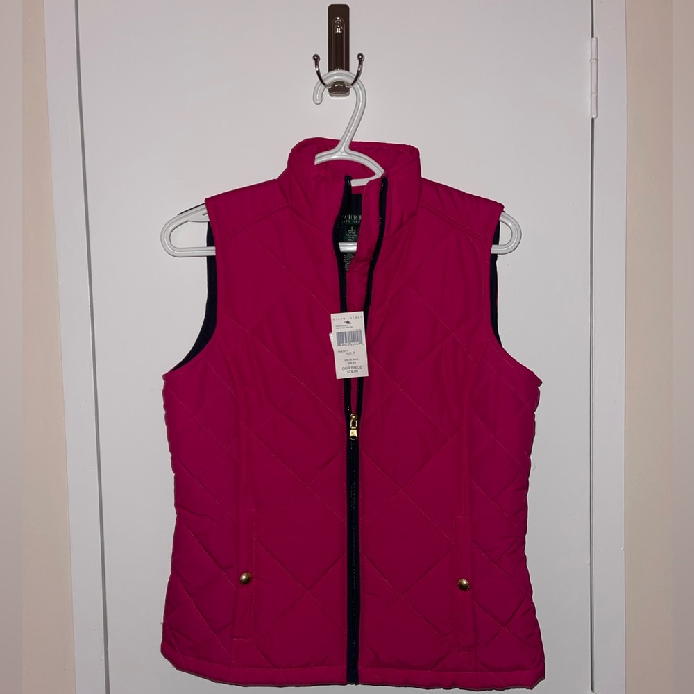 NWT Ralph Lauren Vest in Pink and Navy
